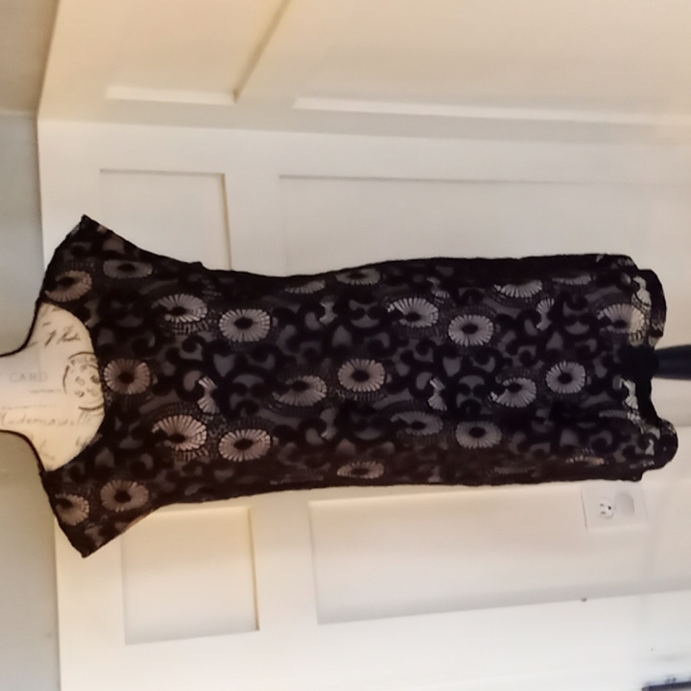 Loft Black Sheer Lace Sleeveless  Formal Dress Sz 4